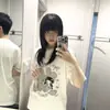 Marca Americana Tendência Estampa Cartoon Redutora de Idade Camiseta de Algodão Puro Manga Curta para Mulheres Verão 2026 Novo Estilo Quente Casual Temperamento Top