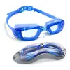 Gafas de natación de gran tamaño a prueba de agua y antivaho de alta definición electrochapadas con tapones para los oídos integrados y protección para los ojos de silicona, para uso transfronterizo