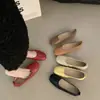 Sapatos baixos de bico redondo, estilo minimalista francês Chuyuji, de calçar, prateados, para mulheres, novos sapatos baixos estilo balé para vovó