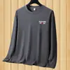 Camiseta de Manga Larga para Hombre de Primavera y Otoño Cuello Redondo Casual Trendy Ins Estampada Top Interior Camiseta Juvenil Camisa Base