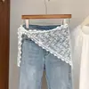 2026 Nueva Falda de Encaje Transfronteriza Primavera/Verano, Estilo Coreano Dulce Versátil Bufanda Triangular de Malla Jacquard Superpuesta sobre la Falda