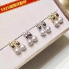 Acessórios DIY Brincos de pérola em formato de crescente S925 prata esterlina suporte vazio brinco simples produtos semi-acabados