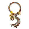 Cuerda de Mano Tibetana Thangka Cuerda de Algodón Enrollada a Mano Pulsera Trenzada Ojo del Dios de la Riqueza de Cinco Vías Zakiram Tara Verde Perla Thangka