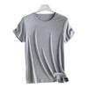 Camiseta básica de seda morera Bohang para mujer, holgada, ajustada, con hombros descubiertos, cuello redondo, color liso.