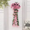 Planta Verde Simulada Violeta Colgante de Pared Decoración de Pared para el Hogar Colgante de Barandilla de Balcón Orquídea Colgante Cesta Colgante Boda Flor Falsa Ratán