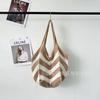 2025 Nueva Bolsa Transfronteriza Bolso Tote de Gran Capacidad Bolso Tejido de Paja Bolso de Punto a Rayas Popular Hombro Axila Bolso Grande para Mujeres