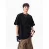 Camiseta Unisex de Verão Cleanfit com Pregas Diagonais Tridimensionais, Manga Curta, Corte Solto Boxy, Versátil para Casal, Meia-Manga