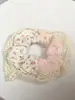 Elástico de Cabelo Scrunchie Listrado com Renda Estilo Coreano para Mulheres, Acessório de Cabelo Suave e Elegante, Elástico de Cabelo Scrunchie Estilo Coreano