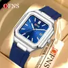 Reloj Ofns Cuadrado Esfera Grande para Hombre Correa de Silicona Tendencia Deportiva Resistente al Agua Reloj de Cuarzo Calendario Luminoso Reloj de Moda