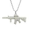Europeu e americano hip-hop criativo novos acessórios masculino diamante incrustado ak47 submetralhadora pingente colar pingente