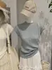 Top de punto sin mangas Omalai con cuello alto de color liso ajustado para mujer, estilo Pure Desire, moderno, alta elasticidad, 6874