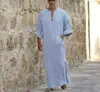 Comércio exterior transfronteiriço comércio exterior masculino algodão e linho masculino V manga longa camisa longa vento