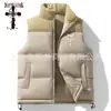 Colete de Veludo Listrado Vertical Color Block com Gola Alta Moda Clássica Nova de Inverno Masculino Simples Tendência
