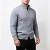 Colección Otoño/Invierno 2026 para Hombre: Suéter cárdigan de punto trenzado con cuello alto, Chaqueta de punto juvenil con doble cremallera para hombre