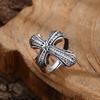 Anillo de plata de ley 925 al por mayor con cruz de circón, anillo abierto de plata tailandesa, joyería personalizada de moda retro.