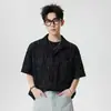 Camisa Masculina de Manga Curta Estilo Old Money NASA, Versão Fina de Verão, Novo Modelo 2026, Marca Tendência Tie-Dye de Luxo Leve, Camisa Casual com Gola Reversível
