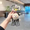 Lindo Vestido de Princesa Esponjoso con Lazo Moda Oso de Peluche Llavero para Coche Muñeca Adorable Creativa Colgante para Bolso