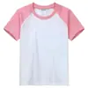 Camiseta Infantil de Verão com Gola Redonda 100% Algodão Manga Curta Uniforme de Classe Personalizado para Meninos e Meninas, Mesmo Estilo Raglan Caimento Solto Camiseta Color-Blocking