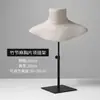 Soporte de exhibición de collar de lino con nudo de bambú, maniquí de cuello para joyería, modelo de figura, vitrina de exhibición de joyería para cuello, estante de almacenamiento