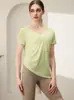 Nuevo Top Deportivo de Copos de Nieve Tencel para Mujer Ropa de Yoga Camiseta de Manga Corta Fruncida Cubre Ropa de Verano para Correr Entrenamiento Fitness