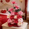 Decoração de Mesa de Centro para Quarto de Casamento, Arranjo de Flores Artificiais para Mesa de Cabeceira de Noivado, Ornamentos Florais para Mesa de Jantar de Casamento, Flores Artificiais