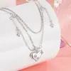 Diseño de Nicho Collar de Corazón de Gama Alta para Mujer, Exquisito y Moderno, Colgante de Cruz de Doble Capa Versátil, Cadena para Clavícula de Lujo Ligero