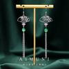 [Envío gratis caliente] nuevos aretes chinos Ruyi con borla en forma de abanico aguja de plata s925 imitación Jade chapado en platino aretes de alta gama