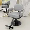 Silla de peluquería de lujo ligero para corte de pelo silla de estilismo para celebridades de internet acero inoxidable elevable giratoria silla moderna de tienda para permanente y tinte