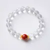 Pulsera de Cristal Blanco y Ámbar Estilo Templo para Mujer Nuevo Estilo Chino Energía Pura Sensación de Alta Gama Pulsera de una Sola Hilo Venta al por Mayor
