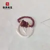 Anillo de Cinabrio Piedra Cruda Arena Dorada Púrpura Cuentas Pixiu Flor Rosa Anillo de Espinela Anillo Elástico Suministro en Vivo