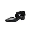 Versión de Piel de Vaca~Nuevos Zapatos de Tacón Alto de Ballet Versátiles Retro para Mujer con Tacón Grueso, Correas Cruzadas, Diseño Hueco, Sandalias Cerradas Casuales