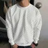 Malha Masculina Outono e Inverno Transfronteiriça Jacquard Pesado Padrão Xadrez Gola Redonda Casual Base Manga Longa 2025