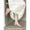 Sandálias de Salto Anabela com Tiras e Bico Redondo Estilo Francês Suave para Mulheres, Verão 2026, Sandálias Romanas de Salto Alto Abertas