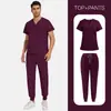 Conjunto de Bata Quirúrgica Delgada Manga Corta Quirófano Doctor Salón de Belleza Ropa de Trabajo Unisex Traje de Limpieza Venta al por Mayor