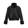 Chamarra Bomber de Invierno 2025, Estilo Europeo y Americano, con Piel Integrada, Manga Larga, Cuello Alto, para Mujer 8490760800