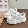 Zapatillas de plataforma gruesa para aumentar la altura de mujer, nuevo modelo 2026, zapatos blancos versátiles para estudiantes, mocasines deportivos casuales
