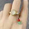Procesamiento Anillo de Celebridad de Internet de TikTok de Oro Francés Antiguo Personalizado Sándalo DIY Moda Personalidad Diseño de Nicho Anillo de Mujer de Lujo Ligero