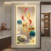 Pintura Decorativa para Vestíbulo de Entrada con Imagen de Nueve Peces Pintura de Luz Pintura de Carpas y Lotos Sala de Estar de Alta Gama Pasillo Pared de Fondo Pintura Colgante