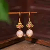 Aretes de Cristal Natural, Aretes Originales Hechos a Mano de Tendencia Nacional, Aretes de Lujo Ligero de Alta Gama Estilo Chino Retro Venta al por Mayor