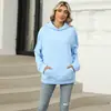 Suéter de Moda Transfronterizo para Mujer Color Sólido Polar Cálido Otoño e Invierno Sudadera con Capucha Personalizada Holgada Jersey Top