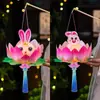 Festival do Meio Outono Lanterna Bolsa Antiga Infantil Lanterna de Lótus Luminosa Pendurada Material DIY Feito à Mão Pacote Lanterna de Coelho em PVC