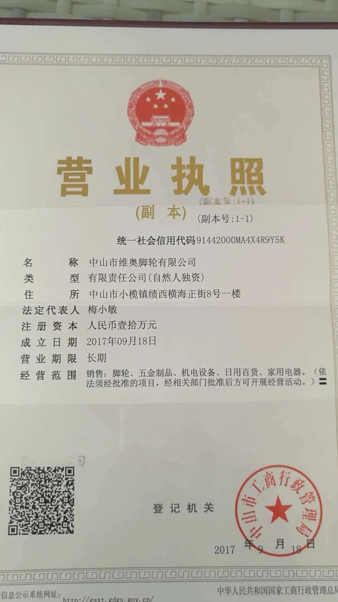 维奥营业执照