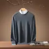Suéter de lana pura para hombre, cuello redondo, nuevo estilo otoño/invierno, corte holgado, cálido, tejido, adecuado para uso business casual, y se puede usar como prenda interior.