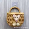 Cesta de Armazenamento Tecida de Rattan Sintético Prateleira de Armazenamento Decoração de Cozinha Banheiro Cesta de Parede para Flores Armazenamento Cesta de Lavar Cesta de Parede para Gengibre e Alho