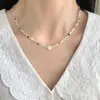 Colar de Conchas e Estrelas do Mar com Contas Estilo Resort à Beira-Mar para Mulheres Pequena Corrente de Clavícula da Moda Fresca Colar com Design de Nicho para Mulheres