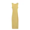 Vestido largo sin mangas sexy bodycon maduro y elegante estilo francés para mujer, ajuste slim de verano, que realza la figura, vestido puro y seductor que ciñe la cintura
