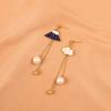 Pendientes de Personalidad Asimétricos Monte Fuji Simples Elegantes Estilo Japonés y Coreano Pendientes de Borla Versátiles Pendientes de Perla Pendientes B351