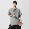 Camisa Polo de Manga Curta com Lapela Masculina Marca da Moda Patchwork Camiseta de Verão Estilo Coreano Solta Moda 2026 Camiseta Versátil Top