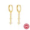 Aretes de Aro de Plata Esterlina 925 con Diamantes, Flor, Estrella de Cuatro Puntas, Borla, Aretes de Lujo Ligero, Europeos y Americanos, Ventas Calientes Transfronterizas, Aretes Elegantes INS