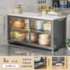 Rack de Armazenamento de Cozinha de Laje de Rocha de Porta Dupla Mais Vendido Armário de Armazenamento de Múltiplas Camadas de Chão Armário Lateral Multifuncional para Micro-ondas Tábua de Corte